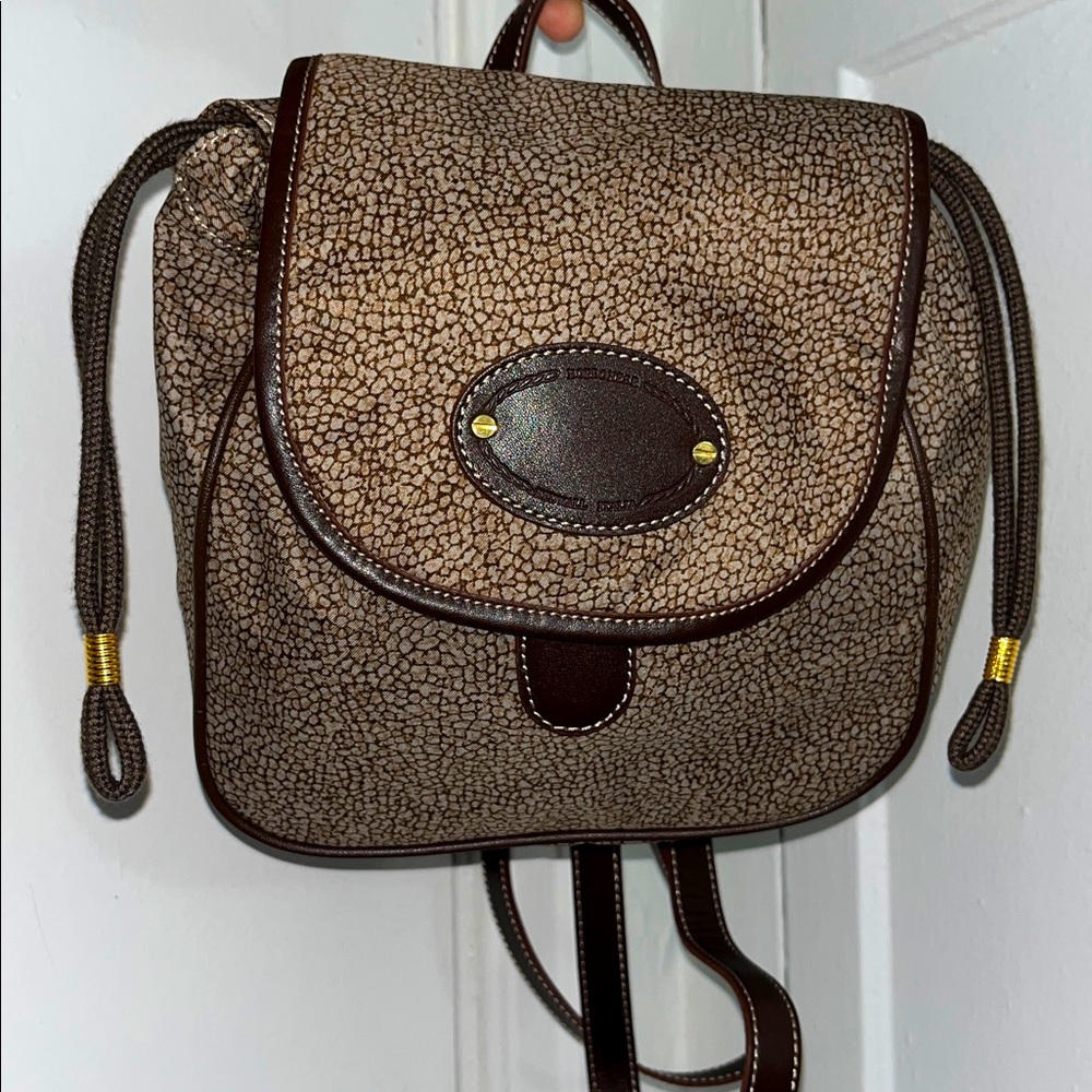 Vintage Borbonese micro-spotted "O.P." print backpack